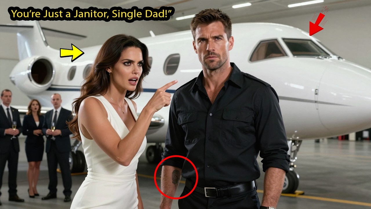 “You’re Just a Janitor, Single Dad”the Billionaire Mocked at the Hangar—Then He Saw the Pilot Tattoo