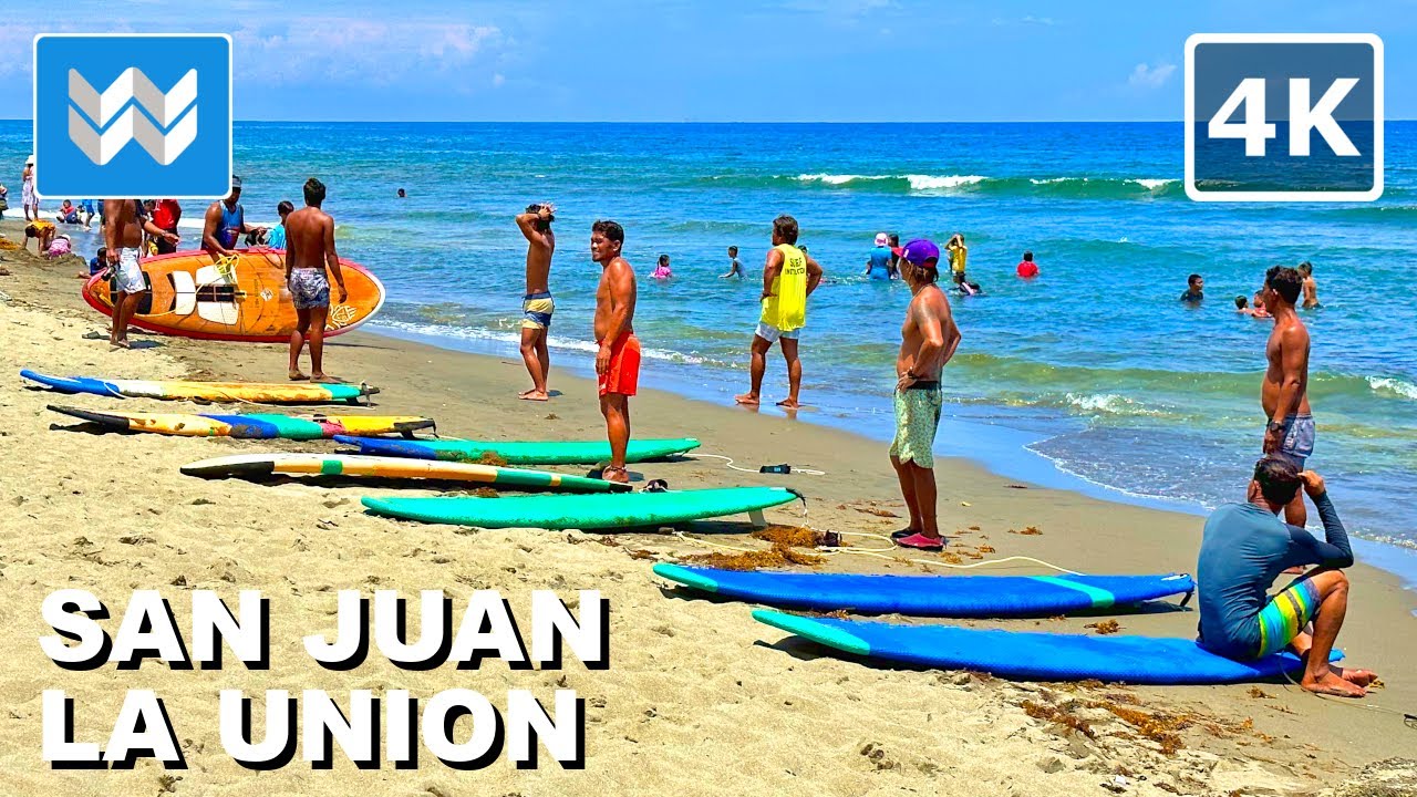 [4K] Urbiztondo Beach San Juan La Union 🏄 Surfing Capital of Northern Philippines Walking Tour Vlog