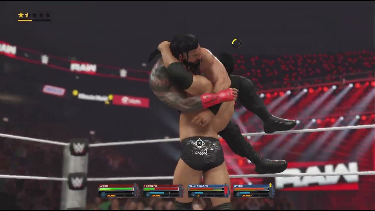 WWE 2K25_ذاروك ضد رومان رينز مباراة بلودلاين رولز