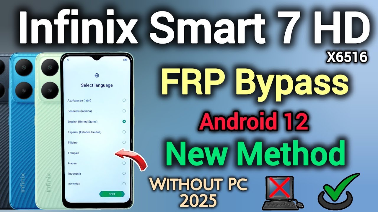 Infinix Smart 7 HD (X6516) || FRP Bypass || Android 12 || Gmail Account Unlock || Without Pc || 2025