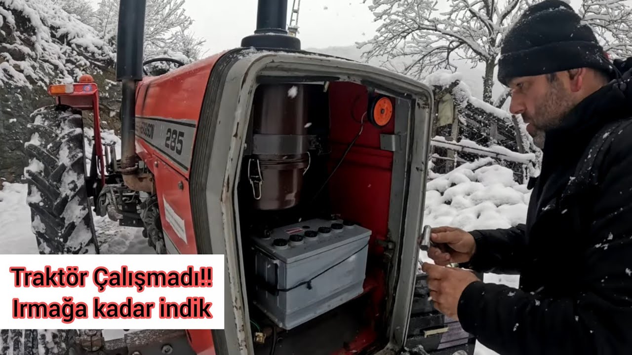 Massey Ferguson Traktörü Çalıştıramadım / Köy de karlı günde İşyeri Vlog