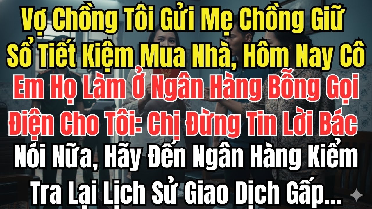 Gửi Mẹ Chồng Giữ Sổ Tiết Kiệm Mua Nhà, Cô Em Họ Làm Ở Ngân Hàng Bỗng Gọi Điện Cho Tôi Chị Đừng Tin..