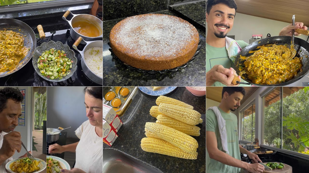 Almoço de sábado, fiz um strogonoff de carne diferenciado + bolo de milho verde😋