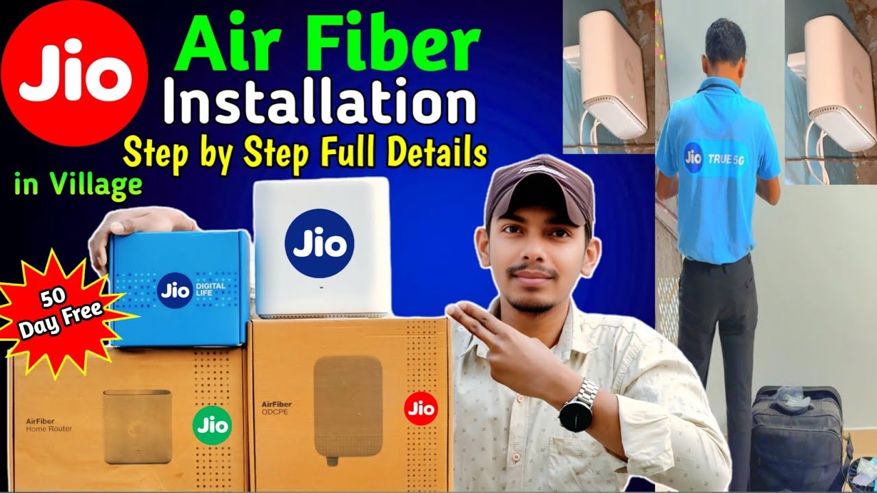 Jio Air Fiber Installation in Village 50 Day Free Router Plan 2025 Step by Step Process#jioairfiber