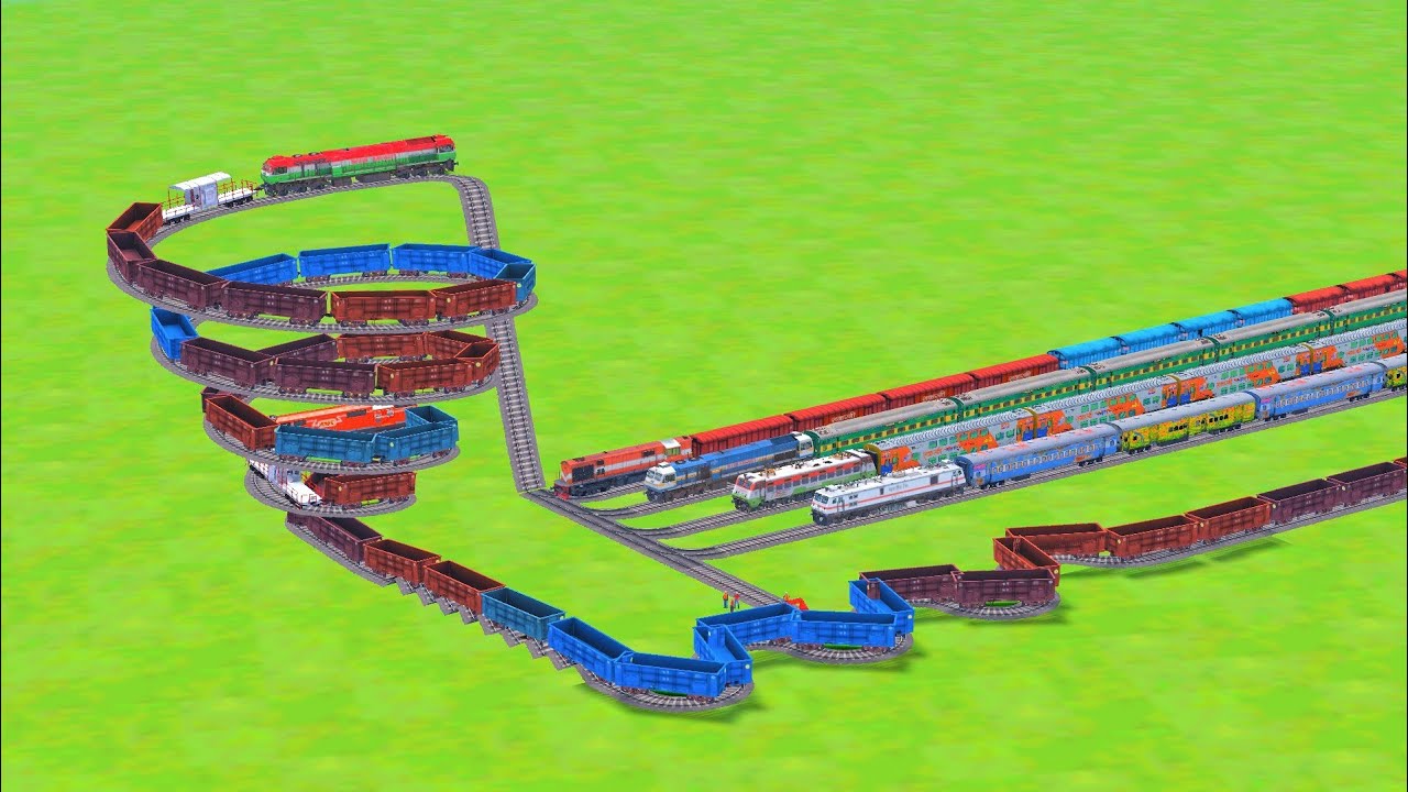 FIVE 🚂 💨🐍PARALLEL BUMPY CROSSING AND RISKY CROSSING OF  SIMULTANEOUSLY #trainsimulator  