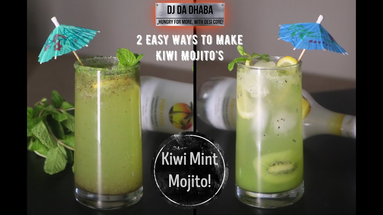 Kiwi Mint Mojito Cocktail Recipe| 2 Easy ways to make Kiwi Mojito| Rum Mojito| Virgin Kiwi Mojito|