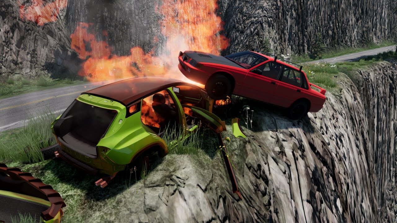 Xe hơi đâm vào vách đá ⚙️💥 Hiệu ứng phá hủy vật lý chân thực | BeamNG