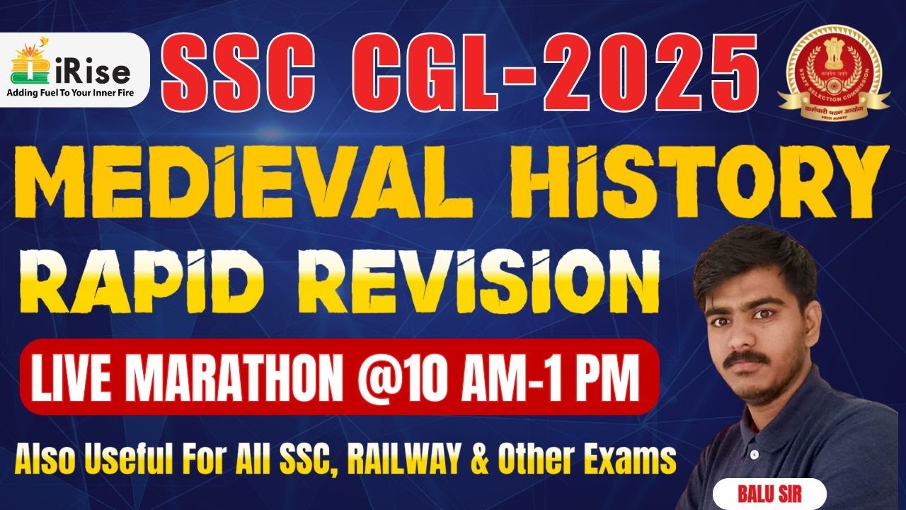 🔴LIVE MARATHON - 7🔴 MEDIEVAL HISTORY  RAPID REVISION SSC-CGL 2025 #ssc #ssccglclasses #live