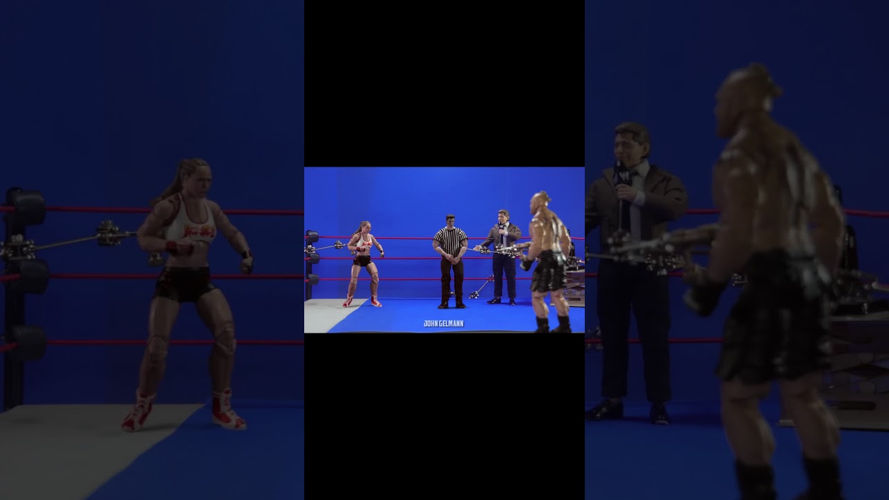 HOW TO ANIMATED 4 FIGURES IN ONE FRAME - WWE STOP MOTION BROCK LESNAR VS RONDA ROUSEY 