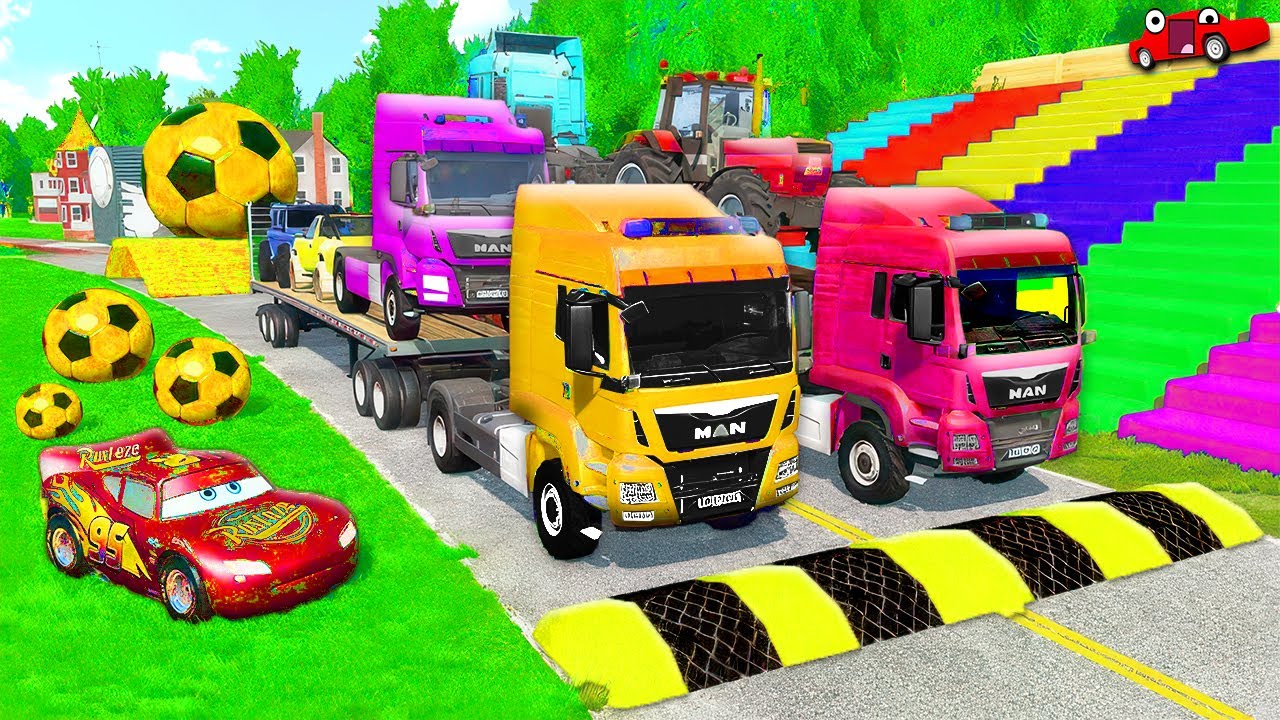 Long Truck with Trailer vs Reversed Speed Bumps | Damage Test (BeamNG) EP.1 🏎️
