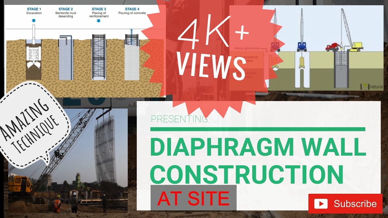 Diaphragm wall construction / on site / Amazing technology of Foundation Engineering