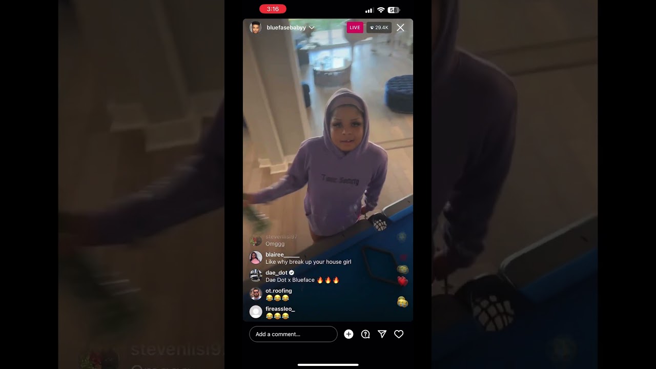 😳 Chrisean Rock throws glass at Blueface (IG LIVE) #blueface #chriseanrock #crazyinlove
