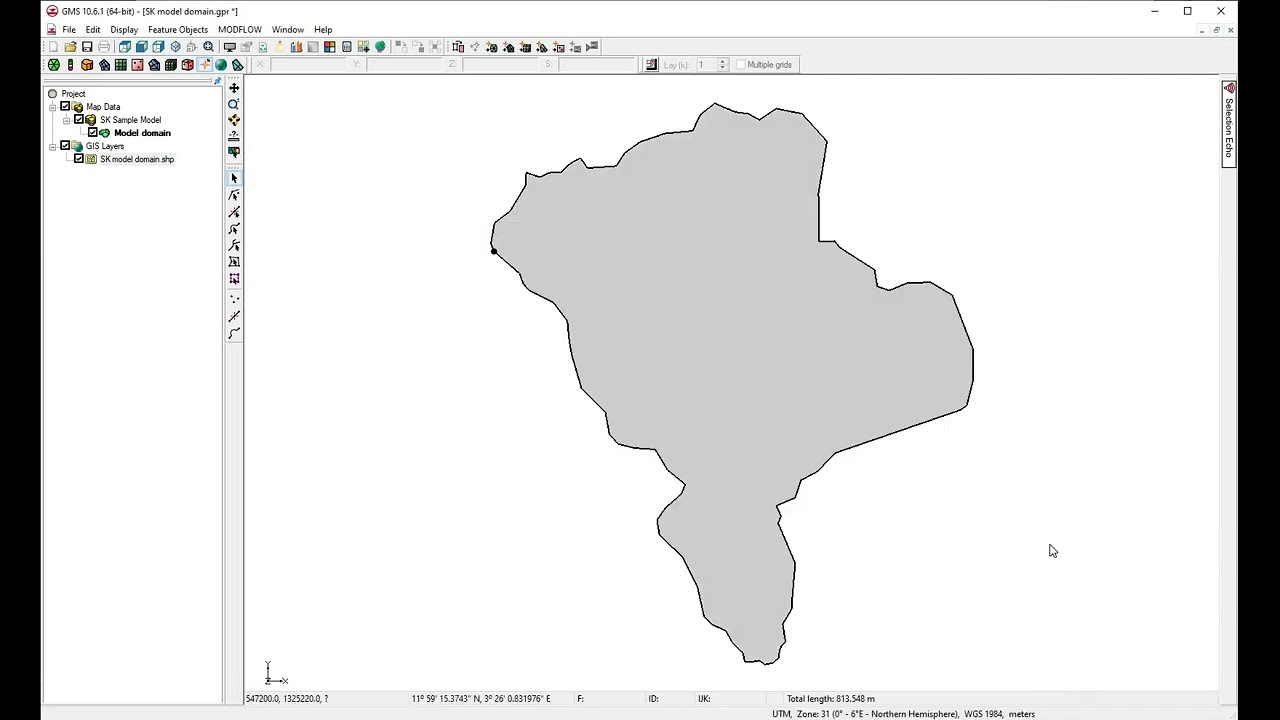 Create new modflow model in GMS