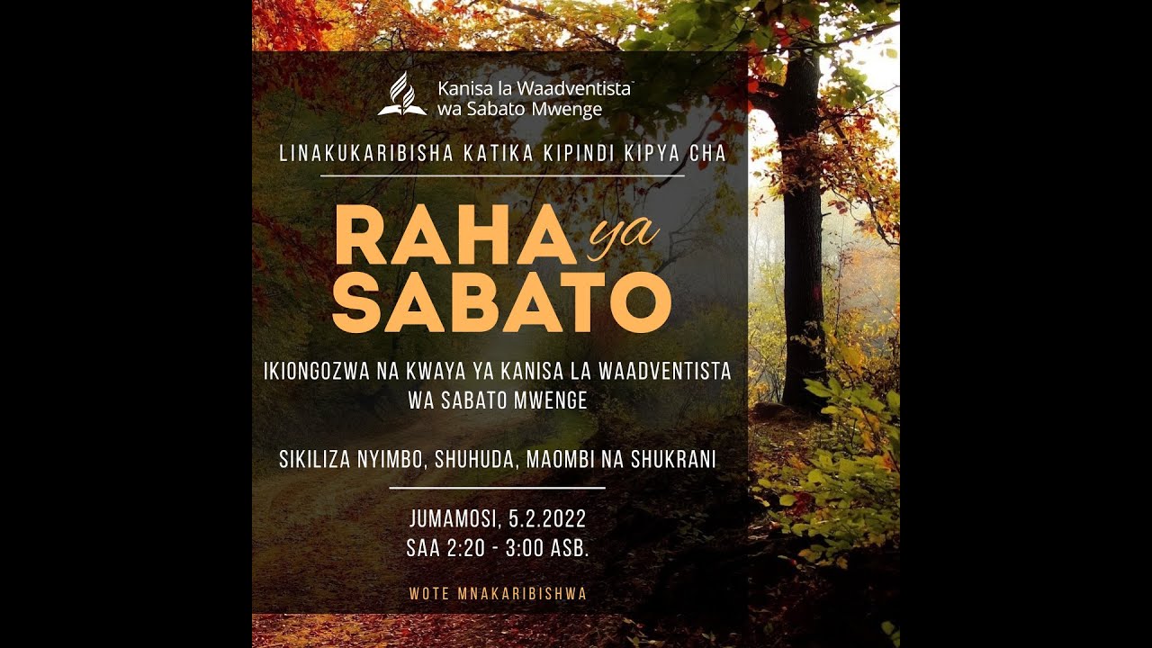 #LIVE  Raha ya Sabato || Mwenge SDA Church