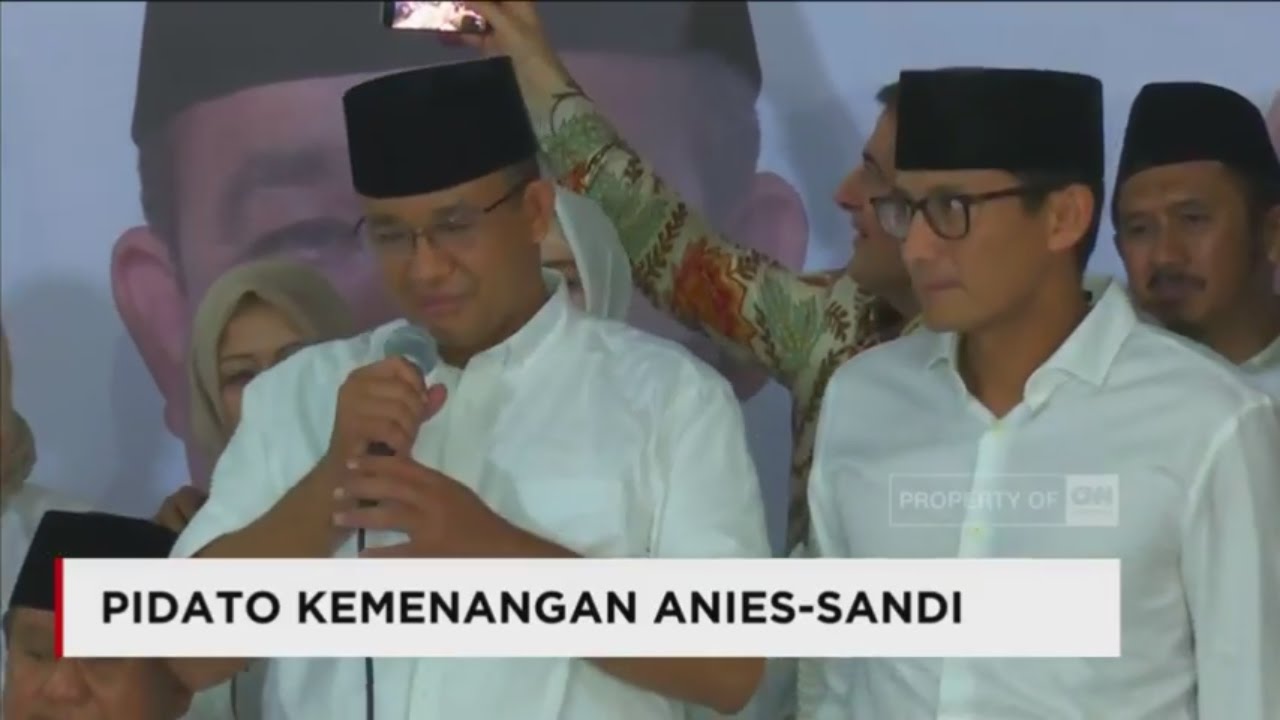 Pidato Kemenangan Anies - Sandi Usai Unggul di Quick Count Pilkada DKI
