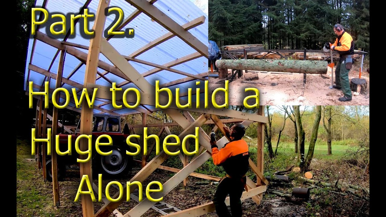 How to build a huge shed by yourself. A logging, sawing and building project. Part 2