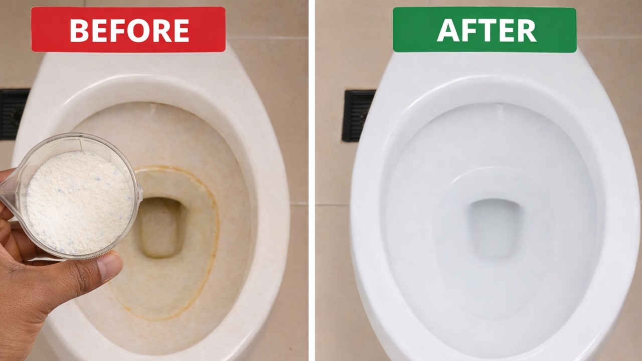 Dirty Toilet Becomes Sparkling White In Seconds! How to Clean And Remove Toilet Stains Fast!