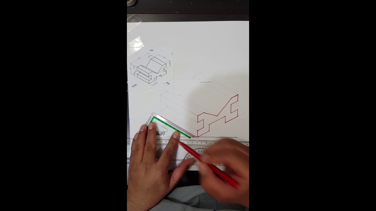 Isometric V-Block Drawing - Engineering Drawing