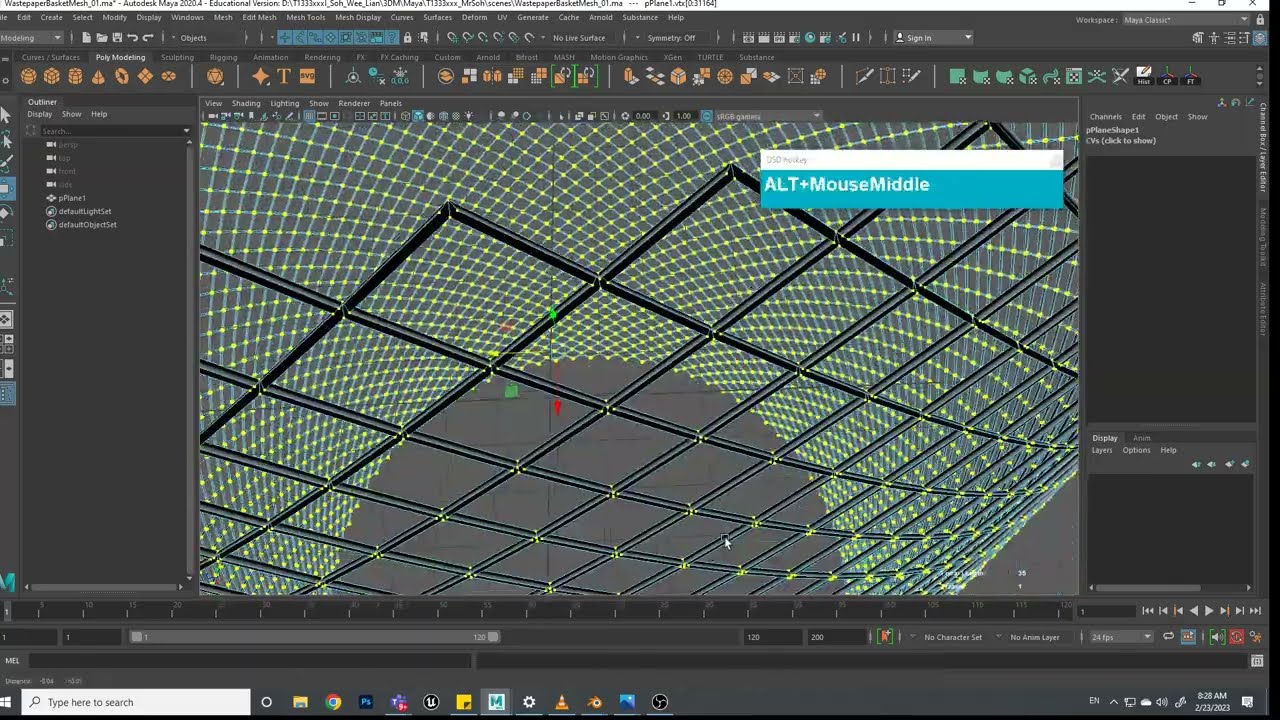 Modeling a fine Wire Mesh Basket in Maya