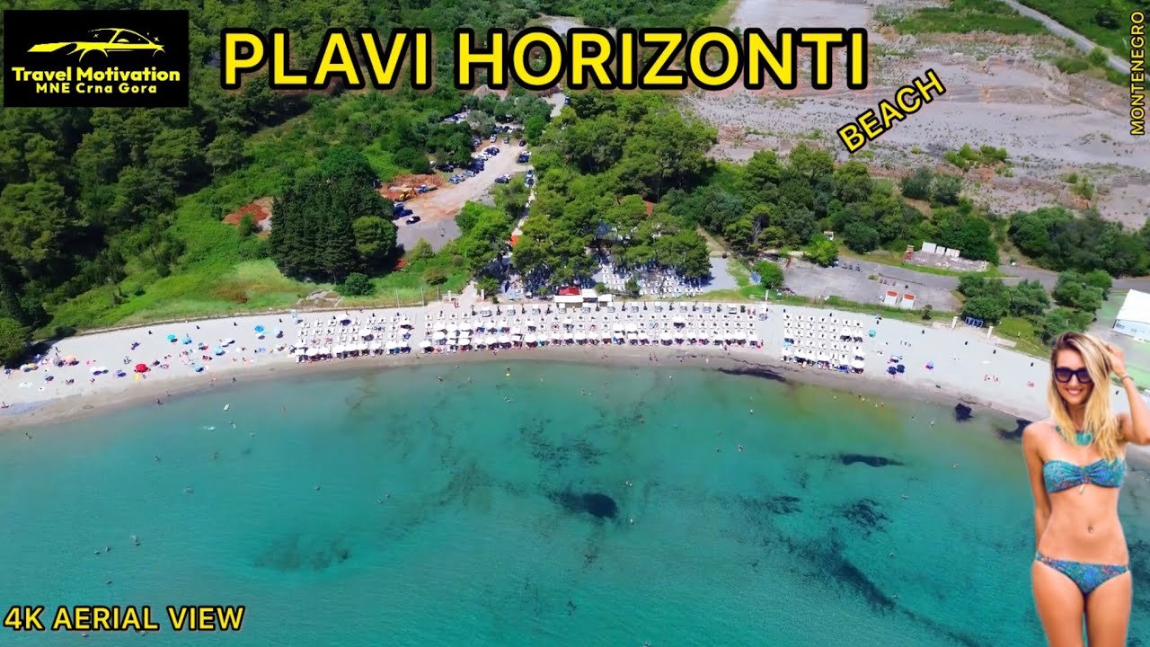 PLAVI HORIZONTI Kupanje, Plaža i Srušeni Hotel Jul 2024 - PLAVI HORIZONTI [4K Aerial View] Crna Gora