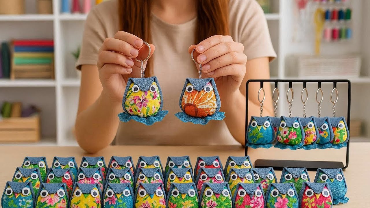 I turned old jeans and scrap fabric into a cute owl! I made 20 of them and sold them.💰