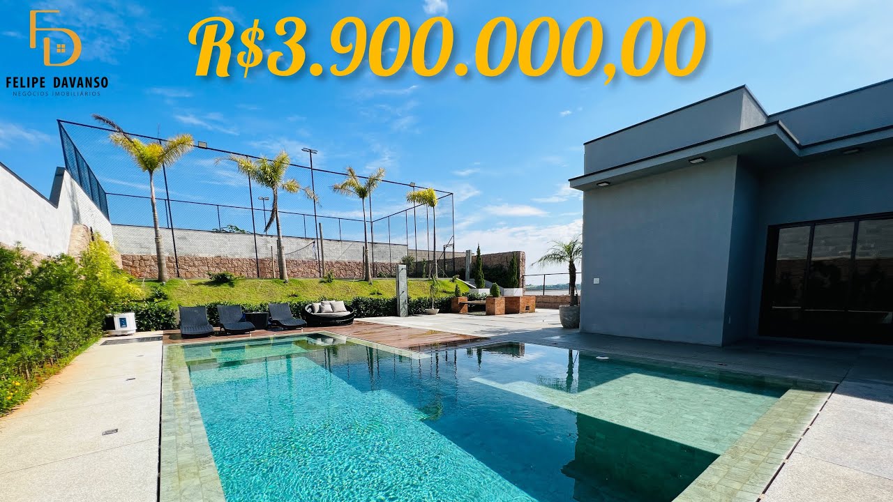 💎CASA DE LUXO TÉRREA À VENDA EM CONDOMÍNIO FECHADO EM INDAIATUBA. PORTEIRA FECHADA E 4 SUÍTES 💎