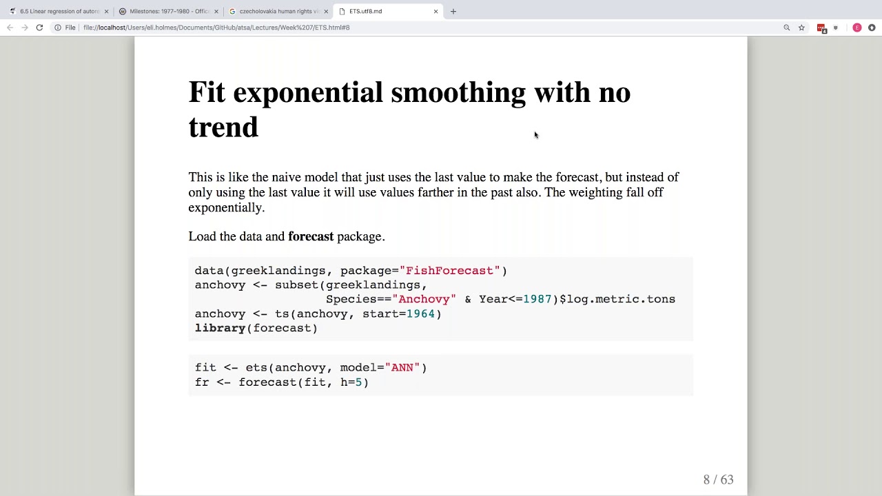 ATSA19 Lecture 13: Exponential smoothing