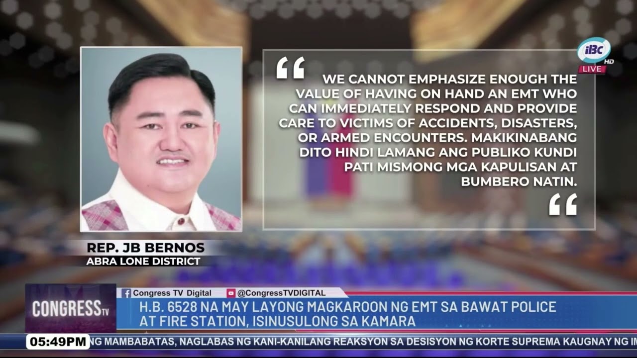 House Bill 6528 na may layong magkaroon ng EMT sa bawat Police at Fire Station, isinusulong saKamara