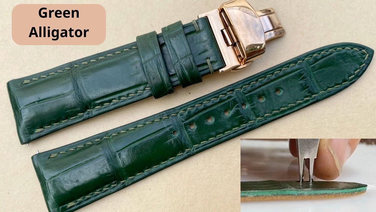 Rare Green Alligator Leather Watch Strap &ndash; Handmade for Watch Collectors