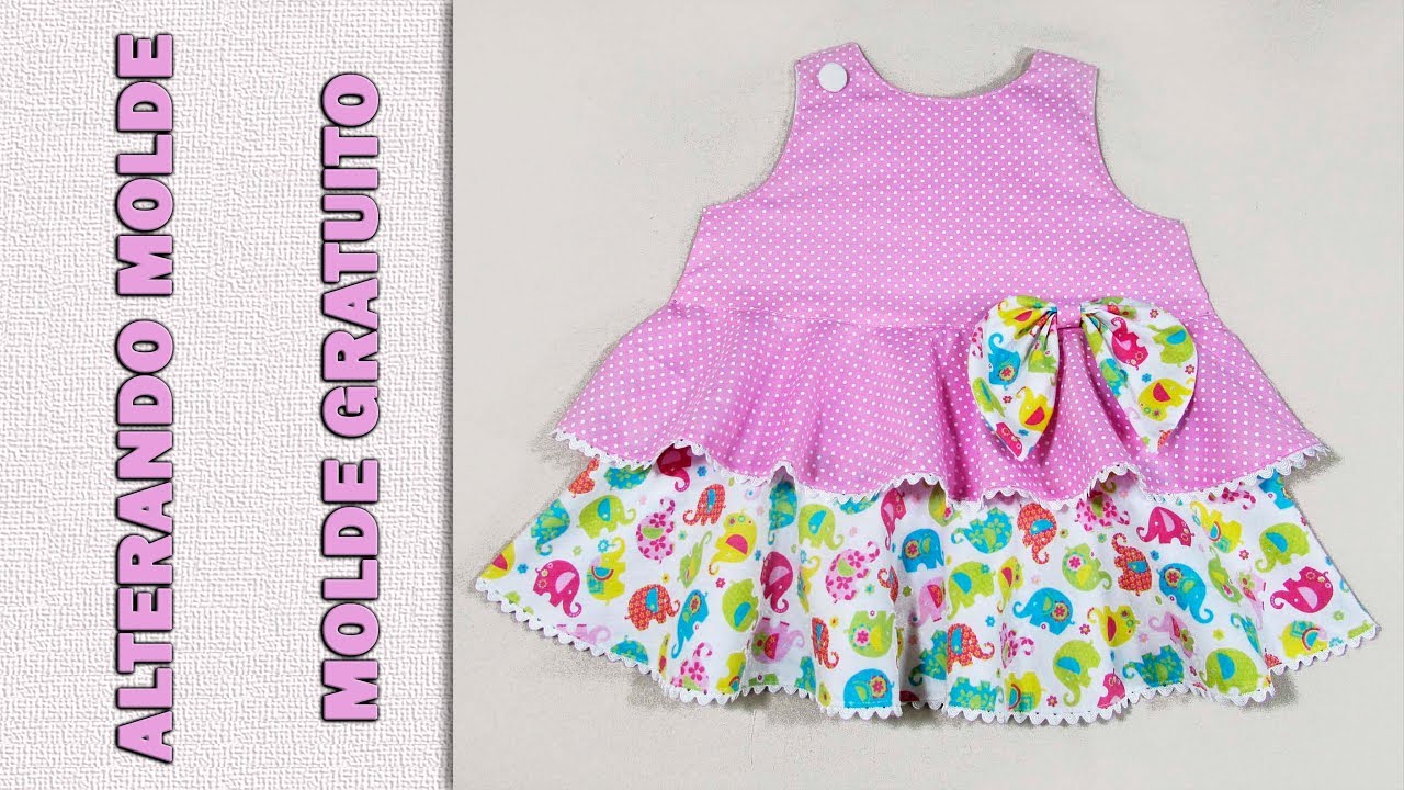 Vestido Elefantinhos - Alterando Molde - 3 meses a 12 anos