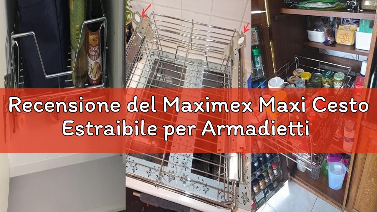 Recensione del Maximex Maxi Cesto Estraibile per Armadietti Cucina, Acciaio, Argento, 50 x 23 x 50 c