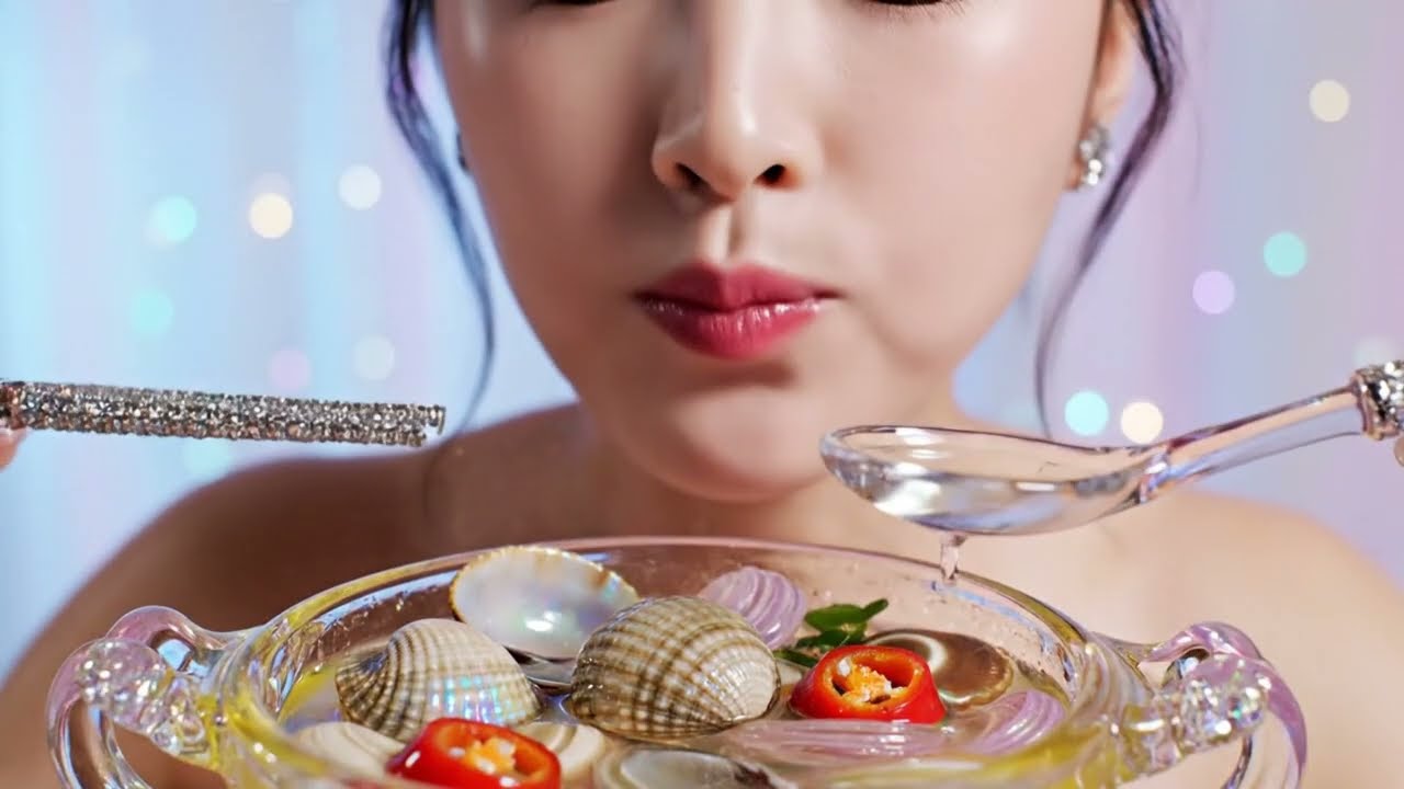 유리조개탕 만들어 먹기#유리음식#asmr영상 #맛있게 먹는유리먹방 #asmr#eat#힐링#healing#magic#유리채소과일 자르기 asmr#유리채소 #candy