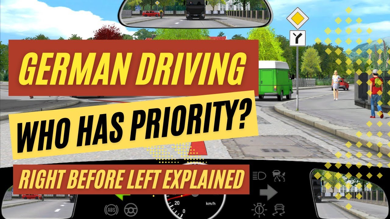 Driving Test Germany, Right before left explained in English: Right of way, Priority, Theory Exam