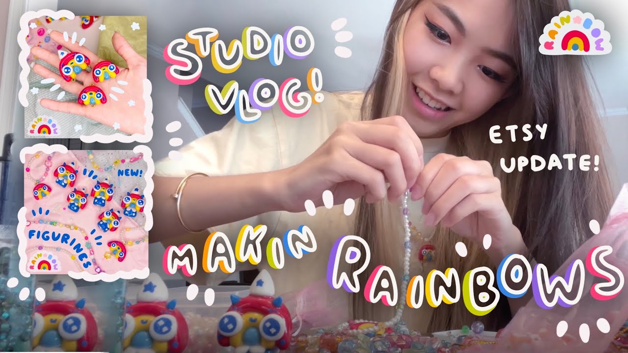 🌈STUDIO VLOG🌈 Making Rainbow Wizards | Etsy Shop Restock! | Tiffany Weng