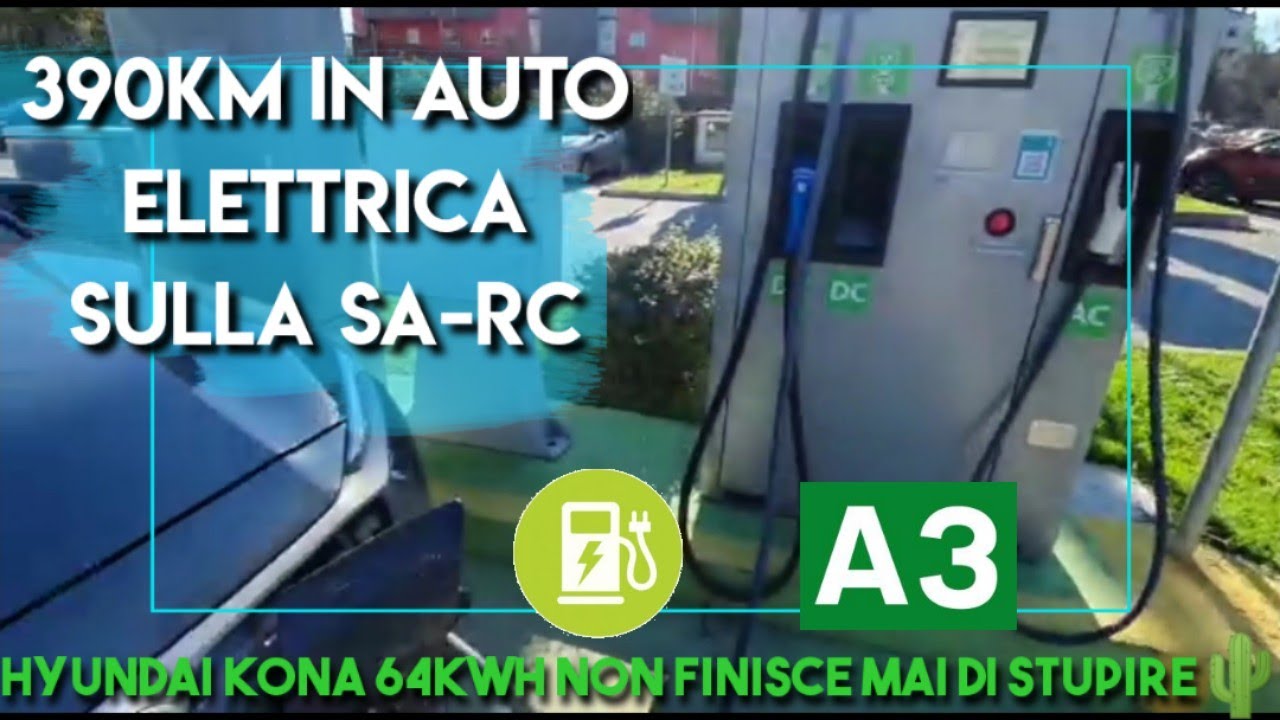 In auto elettrica sull'Autostrada Salerno-Reggio. 390Km con una sosta per ricarica a Rende (Cosenza)