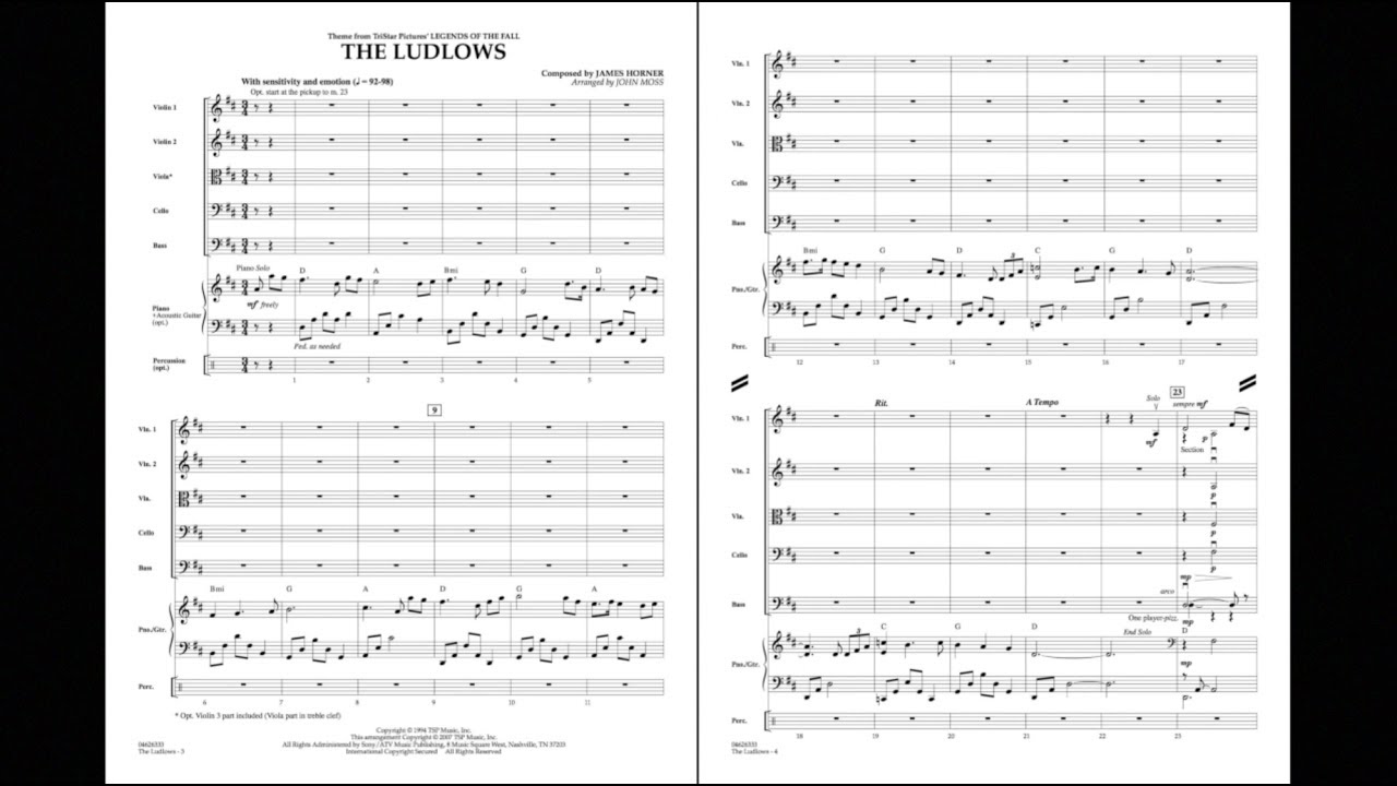 The Ludlows (Theme from Legends of the Fall) by James Horner/arr. John Moss