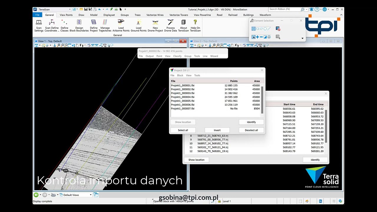 Przetwarzanie dużych zbior&oacute;w danych LiDAR L1 w projekcie Terrasolid - TerraSCAN / TerraMatch.