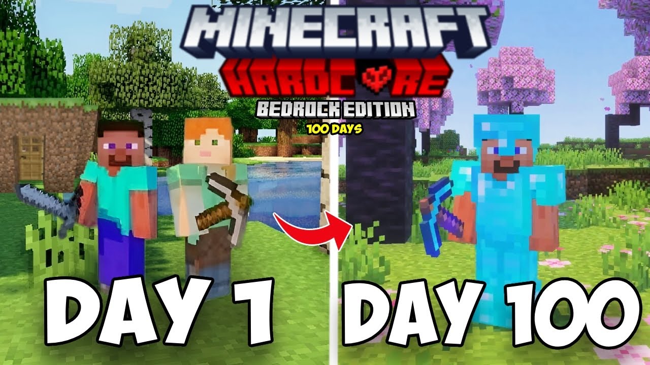 100 дней в Minecraft Bedrock Hardcore Duo
