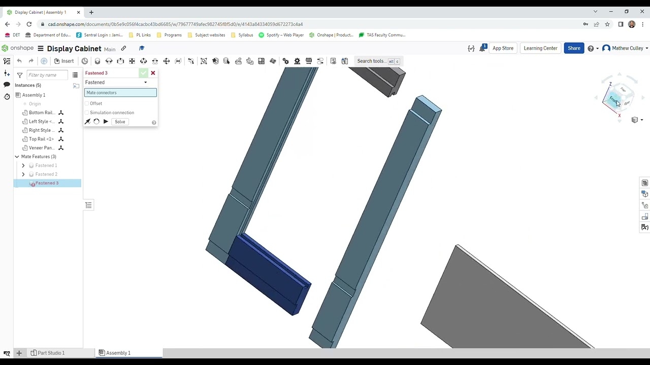 Onshape Tutorial 4 - Display Cabinet Side Panel Assembly