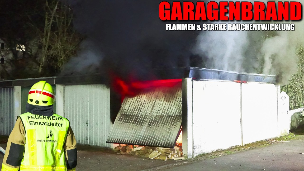 [GARAGE IN VOLLBRAND!] - Flammen & starke Rauchentwicklung ~ Feuerwehr Monheim am Rhein -
