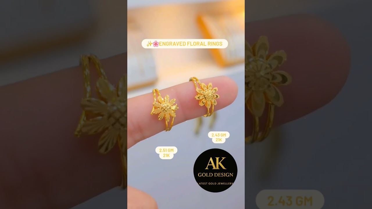 Luxury Floral Gold Ring | Elegant Flower Design Ring #dubaijewelry #goldjewellery #arabicgold #ring