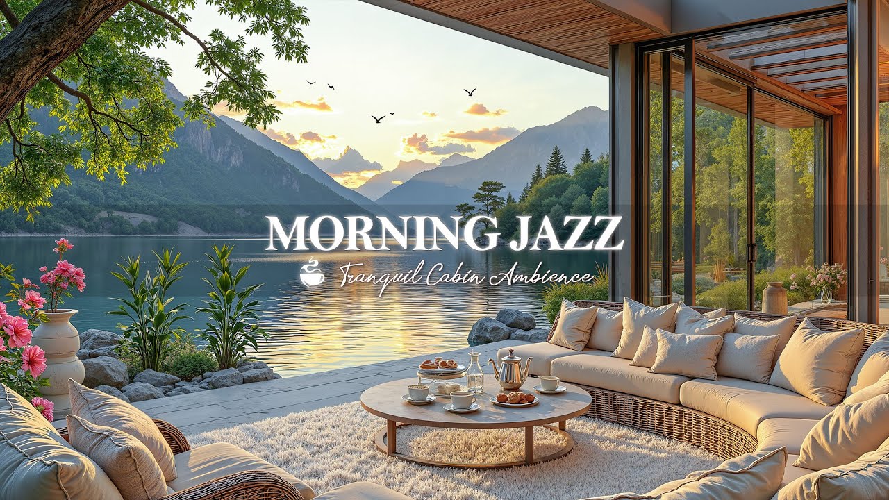 Peaceful Morning With Jazz | Cafe Jazz With Fresh Lake Ambience For Positive Morning, Relief Stre...