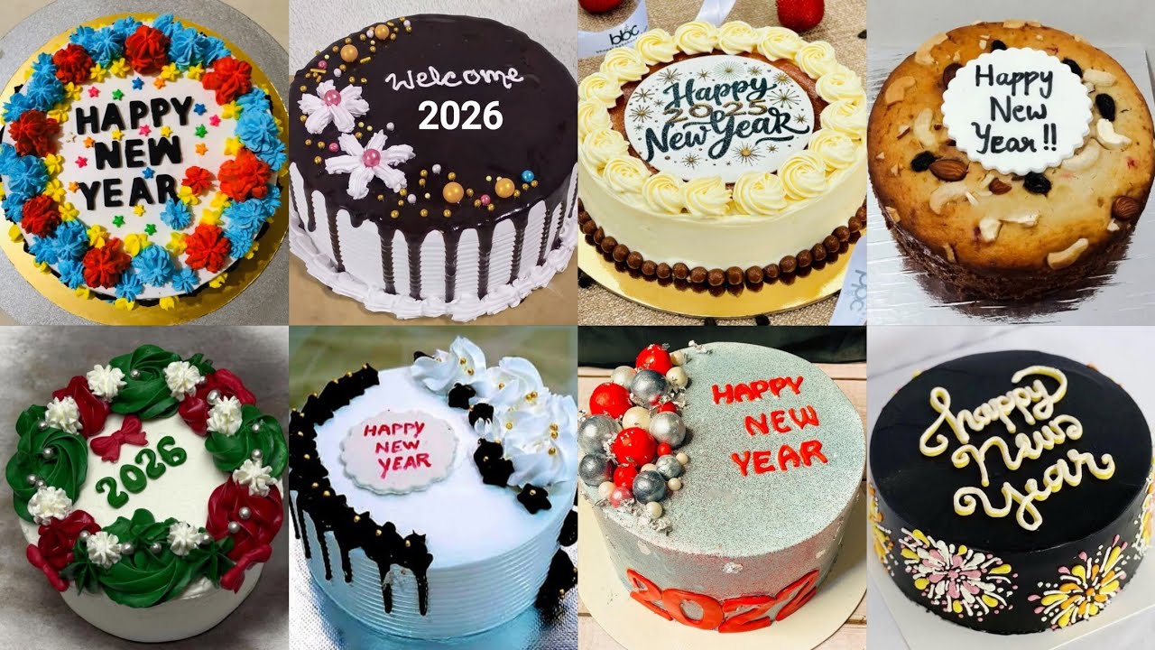 🌈Simple new Year Cake Designs 2026/New Year Cake Design/Cake Design For New Year/New Year Cake 2026