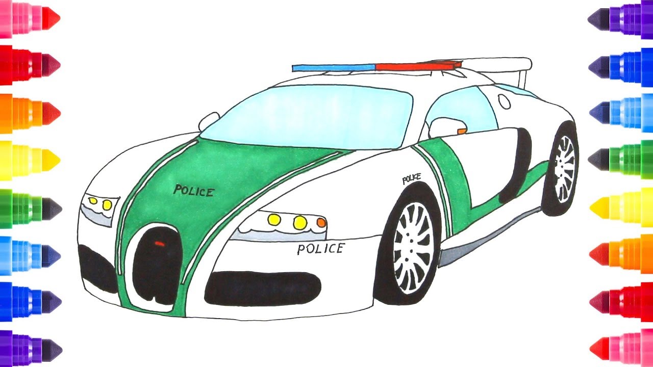 How To Draw Police Car Step by Step - Coloring Pages For Kids