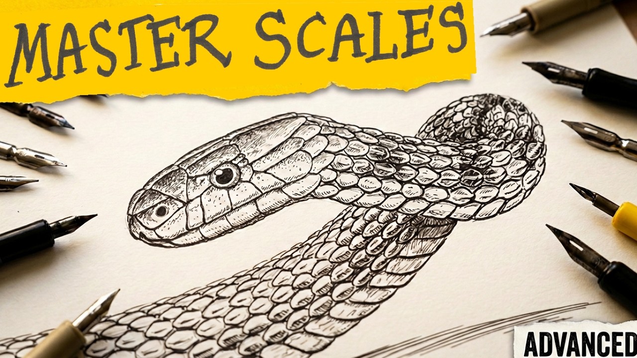 How to Draw a Snake - the Rough Scaled Snake (intermediate - advanced)