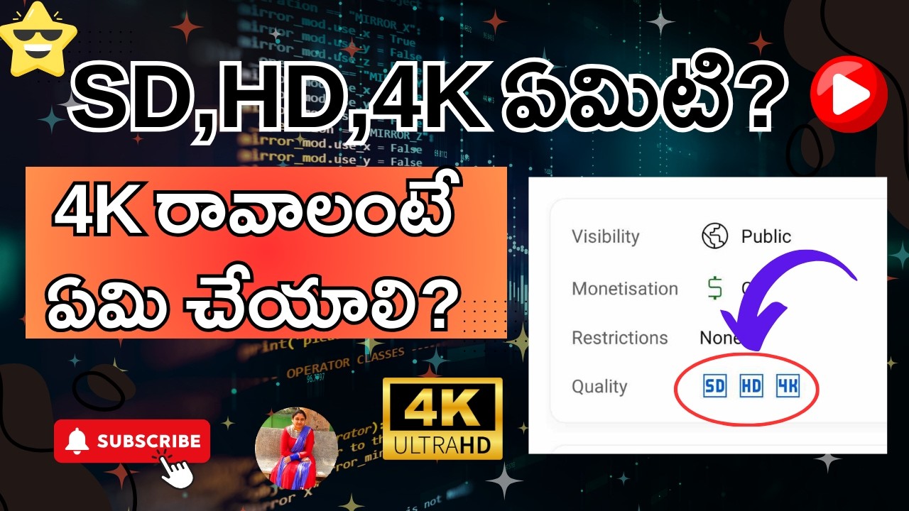 SD,HD,4K ఏమిటి? 4k రావాలంటే ఏమి చేయాలి? Videos Upload చేసాక Clarity ఎందుకు తగ్గిపోతుంది?