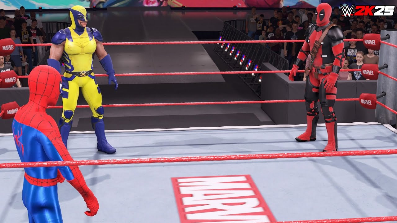Spiderman vs Wolverine vs Deadpool - WWE 2K25
