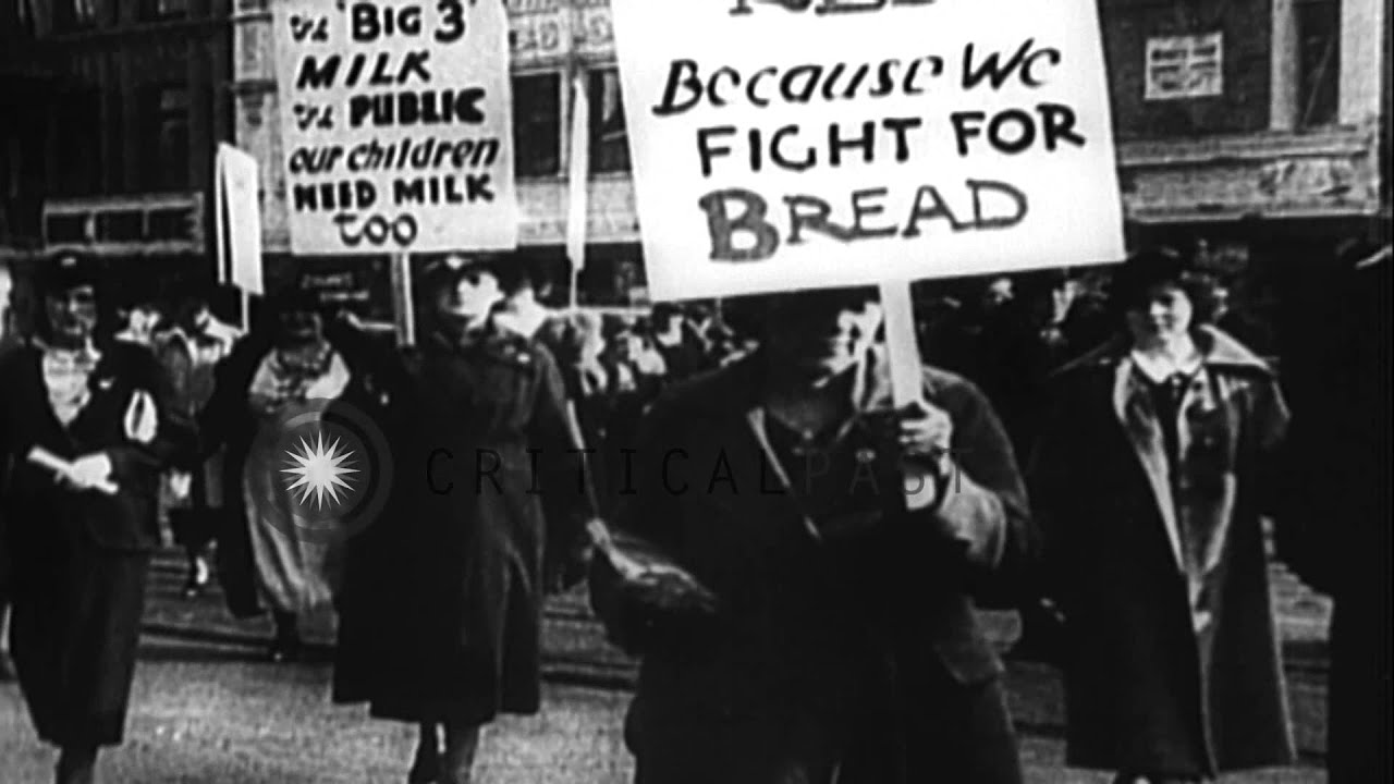 Labor unrest involving coal miners, auto workers, and farmers, in the 1930s in th...HD Stock Footage