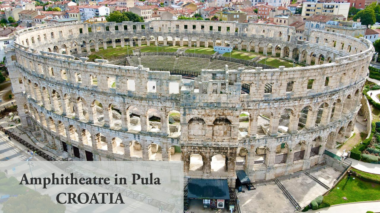 Amphitheatre in Pula, Croatia - drone view (4K)