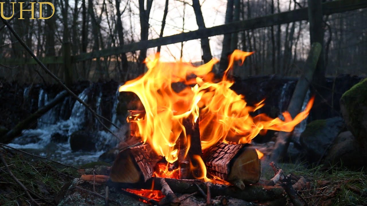 Live Fireplace | 6 Hour | Flowing water and Crackling Fire